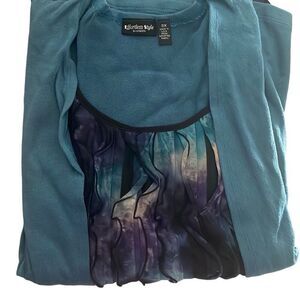 Effortless Style Womens 3X Citiknits Top Eyelash One Piece Duet Teal Multi NWT